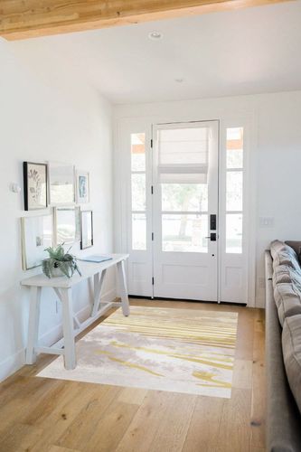 FINOREN Minimalist Area Rug,Art Line Soft Non-Slip Rug for Bedroom Living Room Hallway Dining Room Home Entrance,Washable Low Pile Floor Decor,Child Pet Friendly,Gray-Gold,4x6 Feet in White Scandinavian Entryway