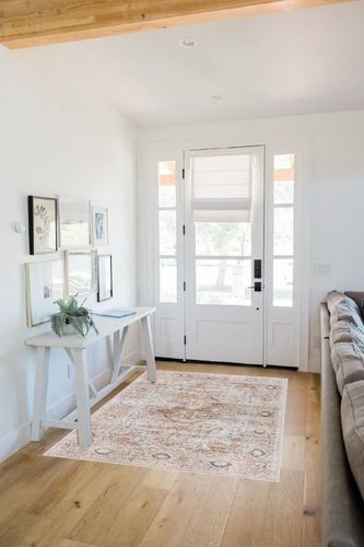 befbee 4x6 Rugs for Living Room Bedroom,Non-Slip Washable Rug,Stain Resistant Lightweight Area Rugs for Dining Room,Ultra-Thin Indoor Floor Carpet (Peach/Gold, 4'x6') in White Scandinavian Entryway