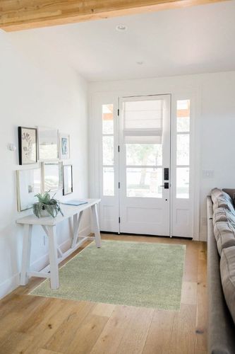 JONATHAN Y SEU100O-4 Haze Solid Low-Pile Indoor Area-Rug, Coastal, Bohemian, Minimalist Easy-Cleaning,Bedroom,Kitchen,Living Room,Non Shedding, Green, 4 X 6 in White Scandinavian Entryway