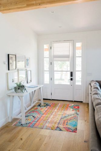 NEATIIP Washable Bohemian 4x6 Area Rug, Suitable for Bathroom for Bedroom Living Room Kitchen Outdoor The Boho Printed Area Rugs, Non-Slip Backing Washable Rug Colored in White Scandinavian Entryway