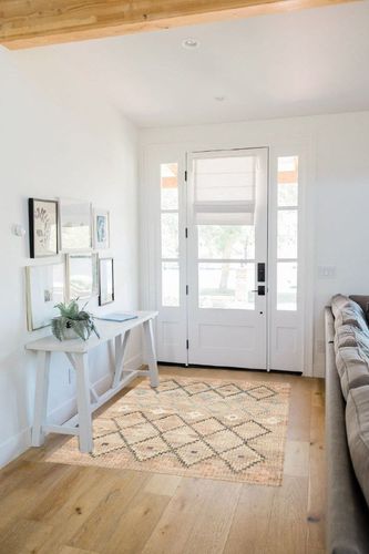 Safavieh Kilim Collection Accent Rug - 4' x 6', Natural & Blue, Handmade Moroccan Boho Jute & Cotton, Ideal for High Traffic Areas in Entryway, Living Room, Bedroom (KLM753A) in White Scandinavian Entryway