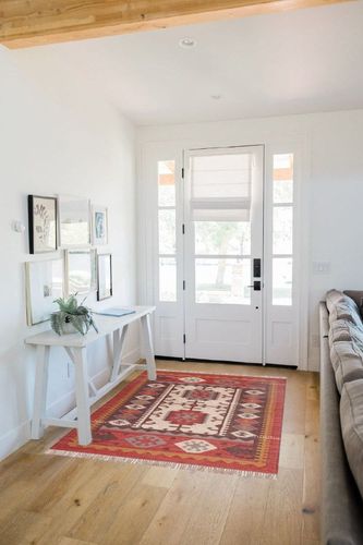 Chouhan International Kilim Rug Wool Jute Rug, Kilim Dhurrie Wool and Jute Rug Handmade for Living for Room (4x6 Ft) KLM- 9 in White Scandinavian Entryway