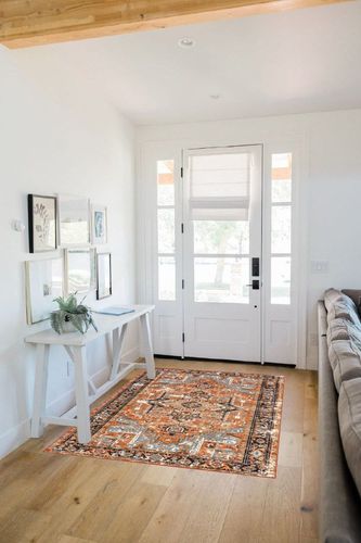 nuLOOM Sherita Distressed Persian Area Rug, 4x6, Rust in White Scandinavian Entryway