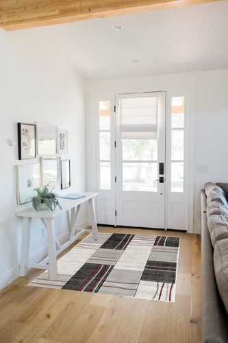 Home Must Haves (3'8" x 5'6" Feet Red Silver Grey Geometric Shapes Abstract Hand-Carved Soft Premium Modern Contemporary Licing Room Bedroom Dining Room Non-Shedding Area Rug in White Scandinavian Entryway
