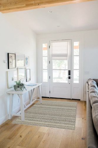 Garland Rug Carnival Stripe 4 ft. x 6 ft. Area Rug EarthTone in White Scandinavian Entryway