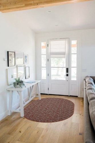 Ambient Rugs Indoor - Outdoor Carpet Custom Size Area Rugs - Rust 4' x 6' Oval in White Scandinavian Entryway