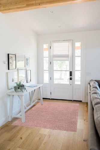 Eyely UES100P-4 Supersoft Haze Solid Low-Pile Indoor Area Rug Casual;Contemporary;Solid;Traditional, Bedroom, Kitchen, Living Room, Easy-Cleaning, Non-Shedding, 4 X 6, Pink in White Scandinavian Entryway