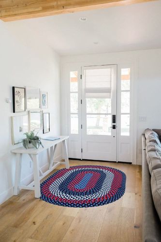 Super Area Rugs Oval 4' X 6' Blue Oval Braided Rug - Use as Living Room Rugs, Bedroom Rugs, Dining Room Rugs - Reversible - Rustic - Country - Primitive - Farmhouse Decor Rug in White Scandinavian Entryway