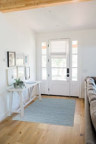 Rustic Tales Opulent Wool Area Rug, 4' x 6' Flat Woven Rug, Soft Texture, Handmade, Indoor Rug for Bedroom, Living Room, Dining Room, Kitchen, Hallway - Crafted in India (Lt Blue) in White Scandinavian Entryway