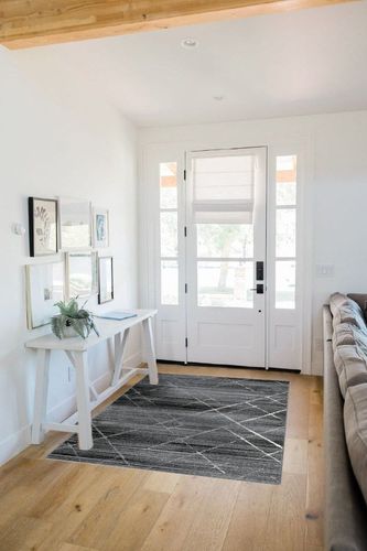 GlowSol Area Rug 4x6 Abstract Grey Rug for Living Room Bedroom Dining Room Home Decor Non-Slip Carpet Suitable for Bedroom Living Room Apartment Stain-Resistant Modern Rug in White Scandinavian Entryway