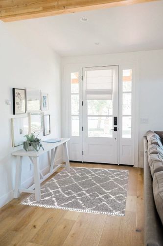 Eyely RCM102C-4 Mercer SHAG Plush Tassel Moroccan Tribal Geometric Trellis Indoor Area Rug Contemporary;Bohemian, Bedroom, Kitchen, Living Room, Easy-Cleaning, Non-Shedding, 4 X 6, Grey/Ivory in White Scandinavian Entryway