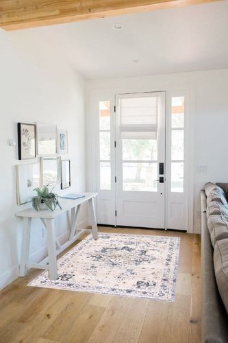 L'Baiet Sophia Grey Oriental 4 ft. x 6 ft. Area Rug in White Scandinavian Entryway