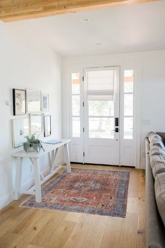 Bloom Rugs Washable 4' x 6' Rug - Terracotta/Blue Traditional Area Rug for Living Room, Bedroom, Dining Room, and Kitchen - Exact Size: 4' x 6' in White Scandinavian Entryway