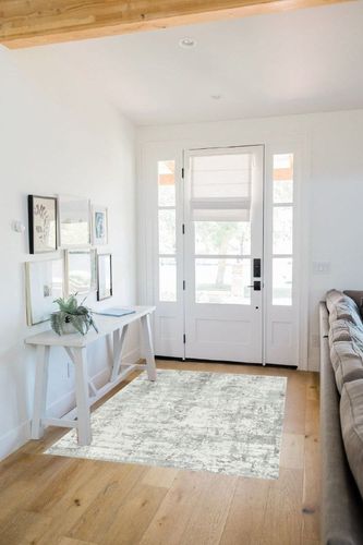 Art&Tuft Washable Rug, Anti-Slip Backing Abstract 4x6 Rug, Stain Resistant Rugs for Living Room, Foldable Machine Washable Area Rug (TPR20-Grey, 4'x6') in White Scandinavian Entryway