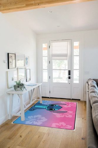 KLGB Large Anime Rug Little Blue Monster Rug for Stitch, Non-Slip Bathroom Rugs, Kitchen Rugs Velvet Carpet Floor Mat Rugs for Bedroom (Little Blue Monster 4, 36"x24") in White Scandinavian Entryway