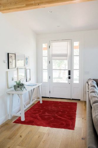 Rugs.com Botanical Shag Collection Rug – 4' x 6' Red Shag Rug Perfect for Living Rooms, Large Dining Rooms, Open Floorplans in White Scandinavian Entryway