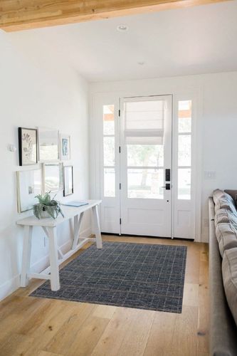 Loloi II Birch Collection BIR-02 Sky/Wheat 3'-6" x 5'-6", .25" Pile Height, Indoor/Outdoor Area Rug in White Scandinavian Entryway