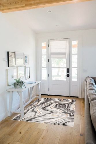 SAFAVIEH Craft Collection Accent Rug - 4' x 6', Grey & Gold, Modern Abstract Design, Non-Shedding & Easy Care, Ideal for High Traffic Areas in Entryway, Living Room, Bedroom (CFT819F) in White Scandinavian Entryway