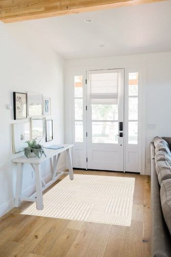 nuLOOM Dorene Contemporary High-Low Striped Wool Area Rug, 4x6, Ivory in White Scandinavian Entryway