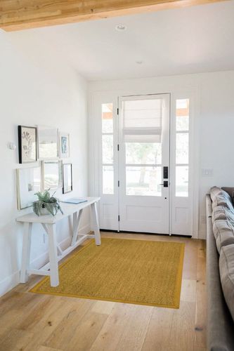 Safavieh Natural Fiber Collection Accent Rug - 4' x 6', Natural & Beige, Border Herringbone Seagrass Design, Easy Care, Ideal for High Traffic Areas in Entryway, Living Room, Bedroom (NF115A) in White Scandinavian Entryway