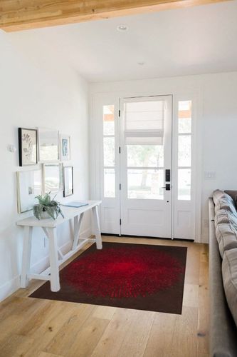 SAFAVIEH Soho Collection 3'6" x 5'6" Brown / Red SOH655T Handmade Premium Wool & Viscose Area Rug in White Scandinavian Entryway