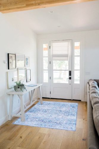 SAFAVIEH Tucson Collection Accent Rug - 4' x 6', Purple & Blue, Persian Design, Non-Shedding Machine Washable & Slip Resistant Ideal for High Traffic Areas in Entryway, Living Room, Bedroom (TSN185V) in White Scandinavian Entryway