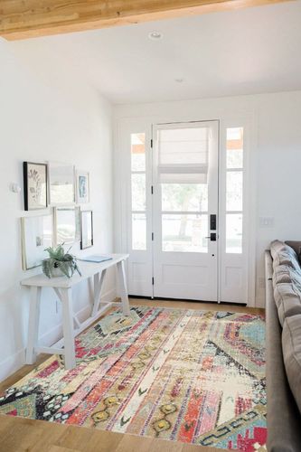 Multi Shabby Chic Living Room, Bedroom, Playroom, Dining Room, Nursery Room Area Rug in White Scandinavian Entryway