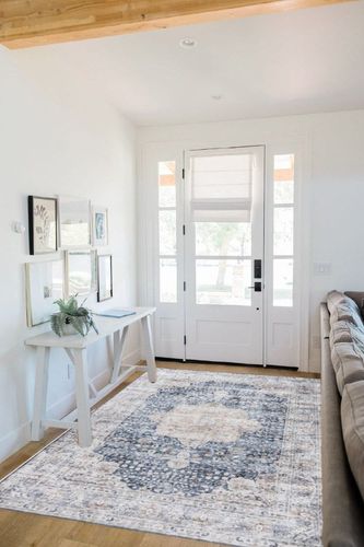 Devendr Vintage Blue and Beige Traditional Area Rug Bungalow Rose Rug Size ... in White Scandinavian Entryway