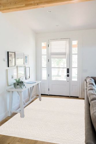 Marisa Wool/Cotton Handmade Ivory Area Rug Foundstone Rug Size: Rectangle 5' x 8' in White Scandinavian Entryway