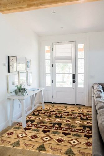 Atwell Southwestern Beige Rug Millwood Pines Rug Size: Rectangle 5'3" x 7'6" in White Scandinavian Entryway