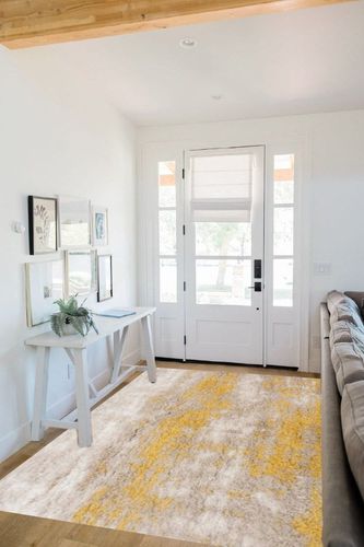 Alban Abstract Shag Gold/Beige Indoor Area Rug 17 Stories Rug Size: Rectangle 5' x 8' in White Scandinavian Entryway