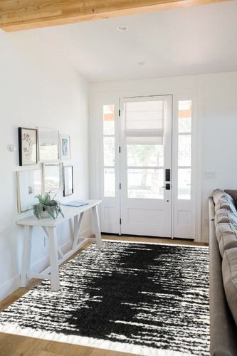 Knupp Abstract Black/White Area Rug Trent Austin Design Rug Size: Rectangle 5'3" x 8' in White Scandinavian Entryway