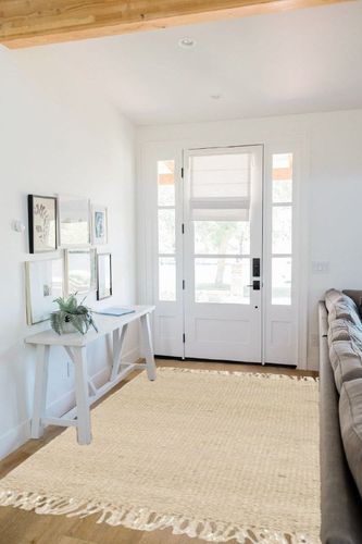 Luz Handmade Braided Jute Neutral Brown Area Rug Sand & Stable Rug Size ... in White Scandinavian Entryway