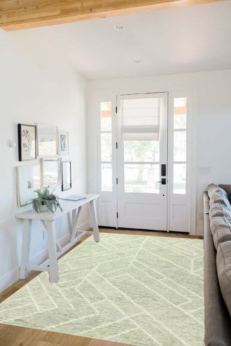 Nevaeh Geometric Handmade Tufted Wool Green Area Rug Etta Avenue Rug Size ... in White Scandinavian Entryway