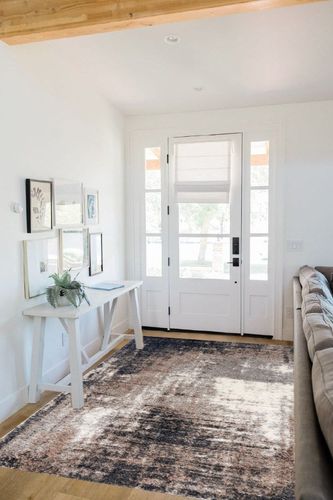 RUG BRANCH Soft Plush Retro Contemporary Abstract Shag Grey White Indoor Area Rug for Living Room, Bedroom, Dining Room, and Kitchen - 5' x 7' (5'3" X 7'7") in White Scandinavian Entryway