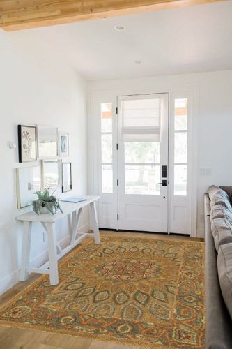 SAFAVIEH Heritage Collection Area Rug - 5' x 8', Light Brown & Grey, Handmade Traditional Oriental Wool, Ideal for High Traffic Areas in Living Room, Bedroom (HG914A) in White Scandinavian Entryway