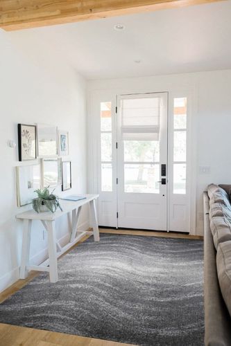 nuLOOM Julene Abstract Waves Area Rug, 5x8, Gray in White Scandinavian Entryway
