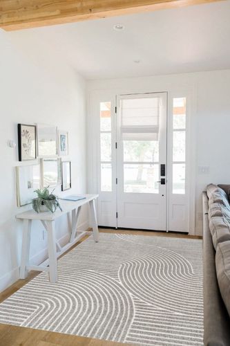 JONATHAN Y SCN100A-5 Skagen Minimalist Curve Geometric Indoor Area Rug, Modern, Contemporary, Coastal, Geometric, Bohemian, Bedroom, Kitchen, Living Room, Non Shedding, Gray/Ivory, 5' x 8' in White Scandinavian Entryway