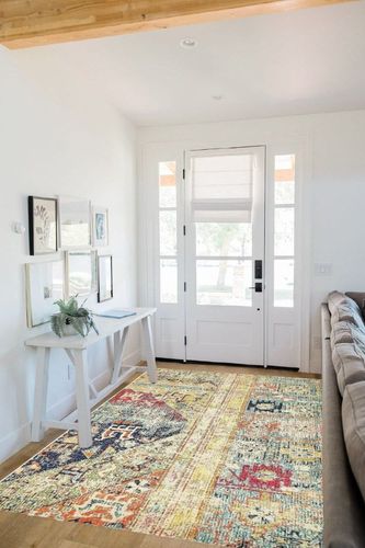 Unique Loom Monterey Collection Vintage Bohemian Inspired with Colorful Tribal Design Area Rug (5' 0 x 8' 0 Rectangular, Multi/ Beige) in White Scandinavian Entryway
