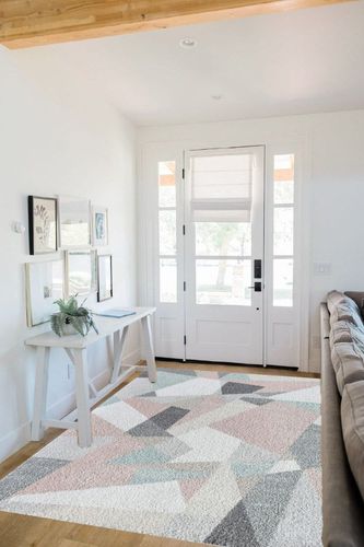 Rugs America Mika Collection MO60A Milkshake Contemporary Geometric Area Rug 5'0"x7'6" in White Scandinavian Entryway