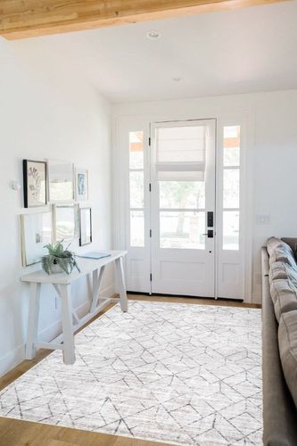 nuLOOM Regan Modern Geometric Machine Washable Area Rug, 5x8, Light Grey in White Scandinavian Entryway