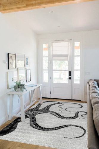 nuLOOM Adrienne Octopus Area Rug, 5x8, Grey in White Scandinavian Entryway
