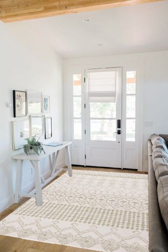 Safavieh Tulum Collection Area Rug - 5'3" x 7'6", Ivory & Sage, Moroccan Boho Distressed Design, Non-Shedding & Easy Care, Ideal for High Traffic Areas in Living Room, Bedroom (TUL229G) in White Scandinavian Entryway
