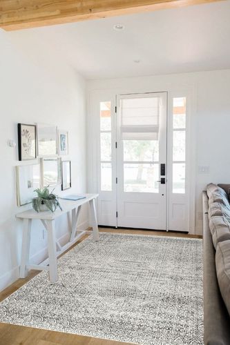 nuLOOM Abstract Tribal Machine Washable Area Rug, 5x8, Grey in White Scandinavian Entryway