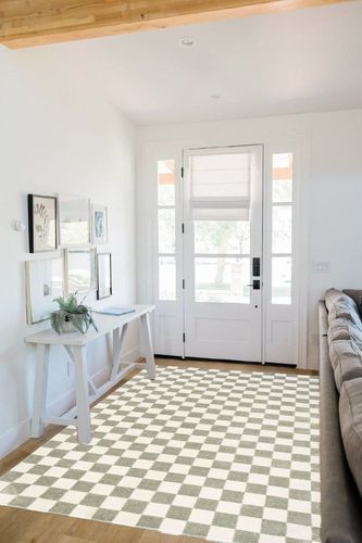 Revival Rugs Gambit 5'3"x8' Machine Washable Area Rug for Living Room Bedroom - 100% Recycled Oeko-TEX Certified, Medium Pile, Green, Beige in White Scandinavian Entryway