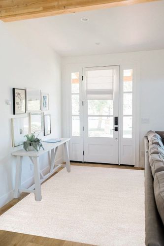 JONATHAN Y SEU100D-5 Haze Solid Low-Pile Indoor Area-Rug Casual Contemporary Solid Traditional Easy-Cleaning Bedroom Kitchen Living Room Non Shedding, 5 ft x 8 ft, Ivory in White Scandinavian Entryway