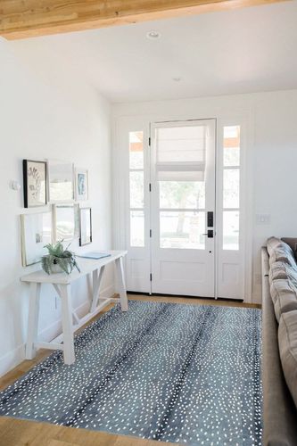 Natural Weave Wallard Design Antelope Cheetah Blue Animal Contemporary Handmade 100% Woolen Area Rugs & Carpets (8x10 ft) in White Scandinavian Entryway