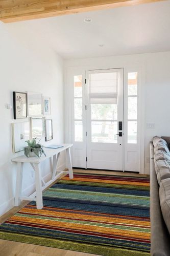 Mohawk Home Rainbow Stripe 5' x 8' Area Rug - Multicolor - Perfect for Living Room, Dining Room, Office in White Scandinavian Entryway