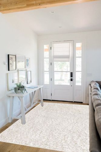 BELLEZE Area Rug Modern Solid Colored Indoor Outdoor Rug, Accent Rug for Patio, Living Room or Kitchen, Luxury Bohemian Style Home Decor, 5' x 8' - Ivory White in White Scandinavian Entryway