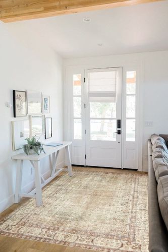 Loloi II Margot Collection MAT-01 Antique/Sage 5'-0" x 7'-6" Area Rug feat. CloudPile in White Scandinavian Entryway